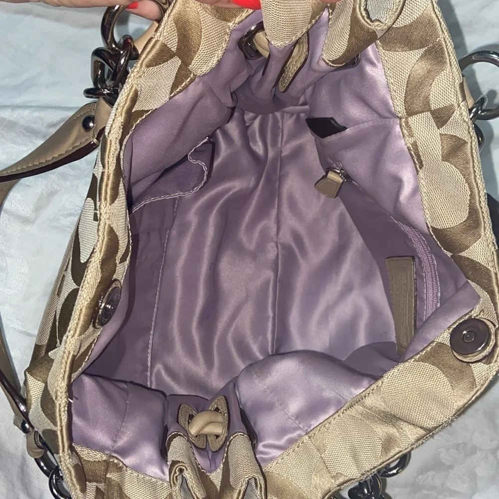 Coach Kristin 14915 OpArt Khaki Hobo Shoulder Tote